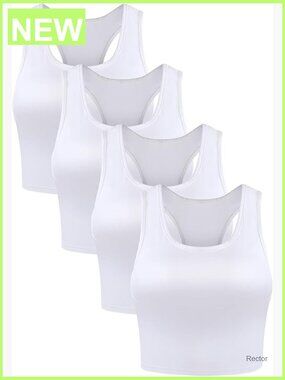 4 Pack Sleeveless Racerback Crop Tank Tops for Women